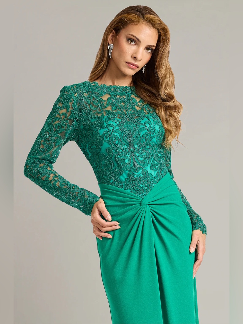 TADASHI SHOJI - LYSANDRA EMBROIDERED CREPE GOWN - Picture 2 of 8